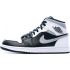 Baskets Air Jordan 1 MID Homme - Nike - Noir/Blanc - Tige en cuir et synthétique - Fermeture par lacets