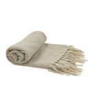 RIDEAUDISCOUNT Fouta, Jeté de Lit, Plaid 100% Coton 120 x 150 cm avec Franges Jacquard Micromotif Losanges Taupe 120 x 150cm Naturel