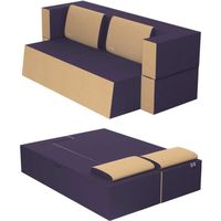 Canapé Lit Praticho Convertible Modulable Réversible 2 places - Tissu dehoussable et lavable Couleur Violet