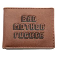 Portemonnaie marron Pulp Fict Bad Mother Fucker Porte-monnaie en cuir marron, bordé. 9 cm x 11,5 cm