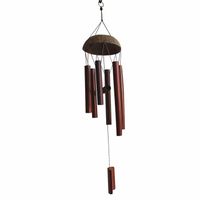 Carillon éolien en bois artisanat de jardin en coquille de noix de coco carillons éoliens en bambou avec son naturel marron