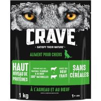 LOT DE 6 - CRAVE - Croquettes À L'Agneau et Boeuf pour Chien - sac de 1 kg