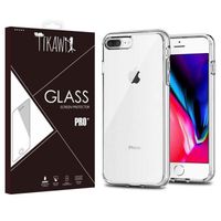 Tikawi Coque Iphone 7/8 Plus (5,5") Transparente + Film de protection en verre trempé HD, Gel Souple Haute Protection, Fine