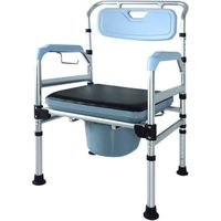UISEBRT Chaise de toilette réglable en hauteur, Antidérapante, Avec seau de toilette, Pour personnes handicapées et personnes âgées
