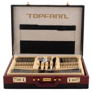 72 Pièces Ensemble de Couverts de Table  Ménagère en Acier Inoxydable Pour 12 Personnes Set de Couverts Dans Valise