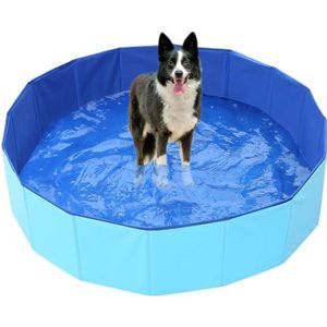 Sillar Piscine Pliable Pour Chiens Et Chats – PVC Résistant, Fond Antidérapant, 120x30 Cm, Avec Vidange – Jardin/balcon