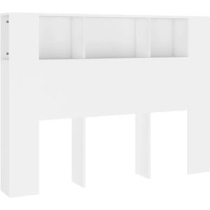 TÊTE DE LIT Tête de lit avec rangement accessoire de lit table de chevet etagère 140 par 18,5 par 104,5 MDF blanc