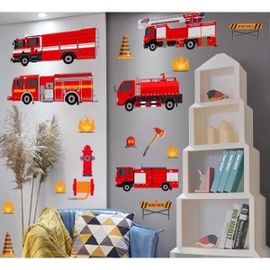 STICKERS Stickers Muraux Rouge Pompiers Camions Stickers Mu