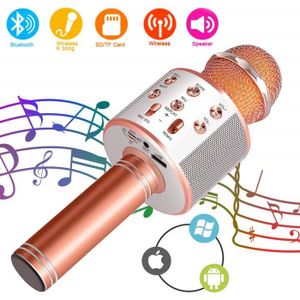 MICRO - KARAOKÉ ENFANT Microphone Karaoke Sans Fil - Karaoké Bluetooth Portable pour Enfants/Adultes - Rose - Batterie Rechargeable