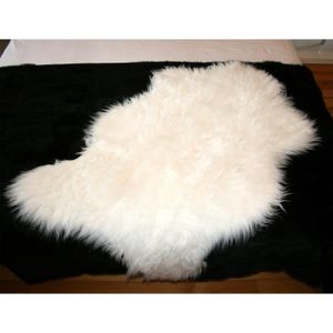 Véritable tapis en peau de mouton islandaise-place rectangulaire-Blanc Noir Marron Argent 