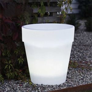 LAMPE DE JARDIN  Lampadaire extérieur - Hot - Pot De Fleur Lumière Jardin - LED solaire - Blanc