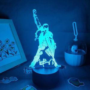 VEILLEUSE BÉBÉ 3D Illusion Lampe Led Veilleuse Reine Freddie Figure Créatif Anniire Cool Cadeau Pour Amis Lave Chambre Décor Pour Enfants Garço237