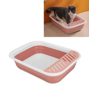 BAC À LITIÈRE VGEBY Bac à litière pour chat semi-fermé pliable - Facile à nettoyer - Anti-projection