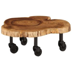 TABLE BASSE Table basse - VINGVO - Bois d'acacia massif - Surface polie, peinte et laquée - 3 roulettes