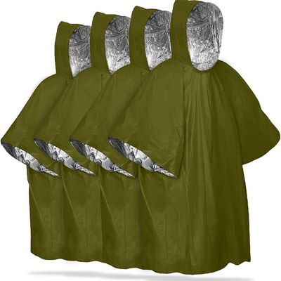Lot De 4 Ponchos De Survie – Imperméables, Réversibles Orange/argent, Avec Capuche, Compacts