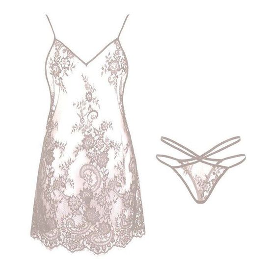 Body Lingerie Sexy Femme En Dentelle - Dos Nu, Décolleté En V - Blanc Taille M