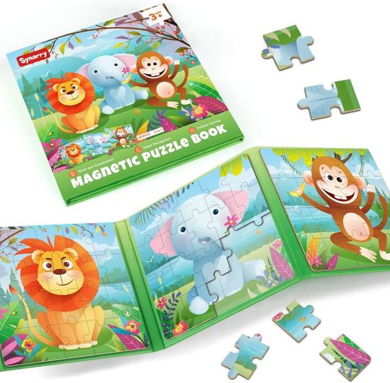 Puzzle Magnétique Zenovate 3-en-1 - 25, 30 Et 42 Pièces, Thème Dinosaures, Jeu Éducatif Voyage Dès 3 Ans