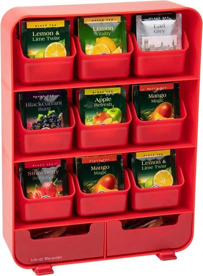 YouCopia TeaStand – Organiseur 80 Sachets De Thé Avec 8 Bacs Amovibles Transparents – Rangement Cuisine Ou Garde-Manger Compact