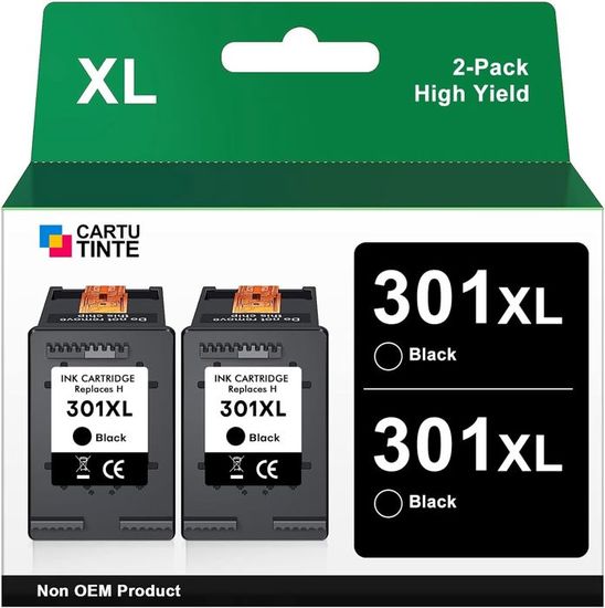 Cartouche D'encre Compatible HP 301 XL Noir - Fabriquée En France - Neuf