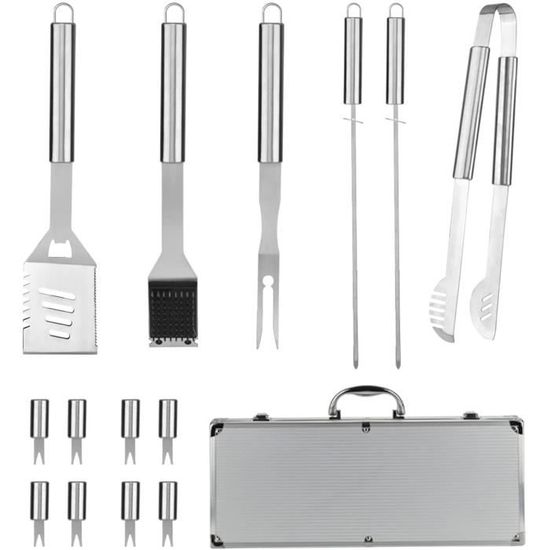 Kit Barbecue 75PCS En Acier Inoxydable - Ustensiles Complets Avec Tapis, Sac Et Poignées Anti-Chaleur Pour Camping Et Extérieur
