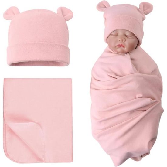 Couverture D’Emmaillotage Bébé 0-6 Mois - Coton Bio Réglable - Sac De Couchage Avec Oreiller - Rose, Gris, Bleu, Jaune