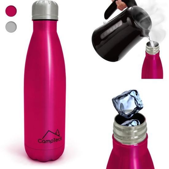 CampTeck 500ml Rose Bouteille D’eau Acier Inoxydable Gourde Sports Isolée Camping Thermos