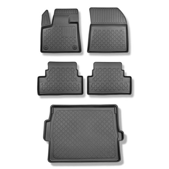 MTM Tapis Sur Mesure Velours Noir Pour Peugeot 3008 II & Opel Grandland X (depuis 11/2016 – Restyling 2020) – Set Complet Anti-Dérapant – Pas Pour Hybrides