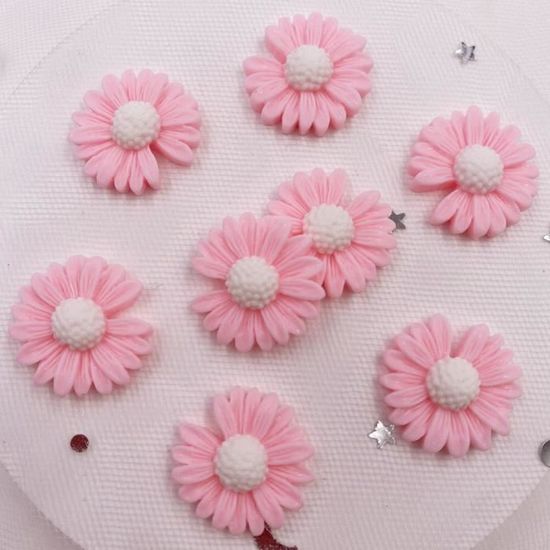 20 Décorations Dos Plat En Résine - Motifs Marguerite, Tournesol, Abeille, Coccinelle - Shabby Chic