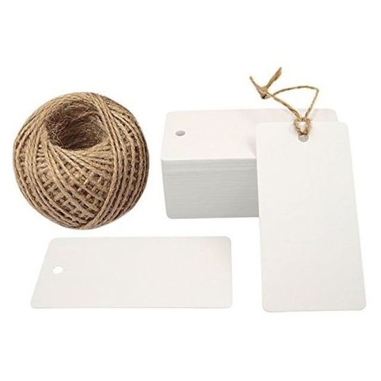 200 Étiquettes Papier Kraft Colorées 7x4cm Avec Ficelle De Jute - Étiquettes Cadeaux Pour Mariage, Noël Et Artisanat