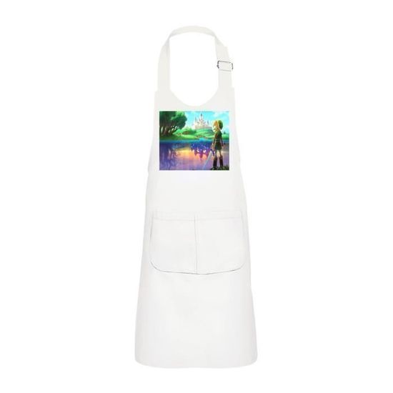 Tablier De Cuisine Rétro En Coton - Style Maid Cosplay Avec Poches, Blanc