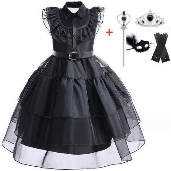 Costume Vampire Sorcière Enfant Fille - Robe Gothique Déguisement Halloween Carnaval - Taille Enfant/Adulte