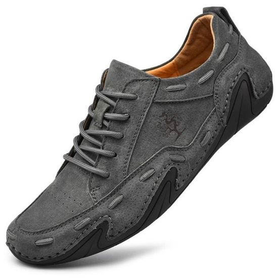 Chaussures De Sport Homme En Cuir - Confortables, Antidérapantes, Semelle Plate - Pour Marche, Loisirs, Travail Ou Fitness
