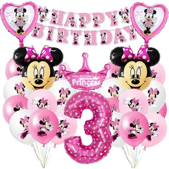 59 Pièces Fille Et Ours Decoration Anniversaire 3 Ans, Fille Et Ours Ballon 3 Ans, Toile De Fond