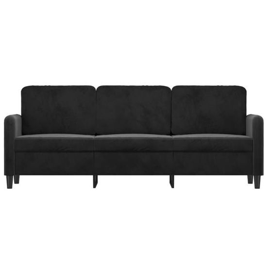 Canapé 3 Places Noir 180 Cm En Velours - Neuf