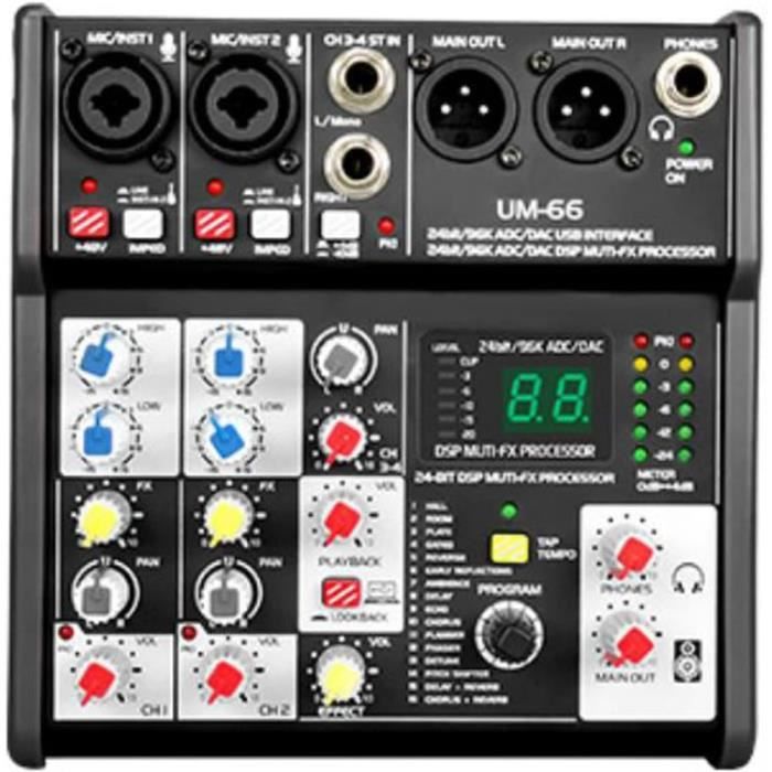 Table De Mixage 4 Canaux Carte Son Console De Mixage Audio 16 Effets Intégrés avec Interface