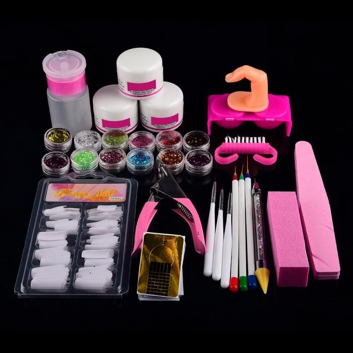 14pc Acrylique Nail Art Conseils Poudre Liquide Brosse Glitter Clipper File Set Kit - HANCHUN 380