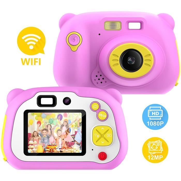 Appareil Photo pour Enfant pour Filles et garçons, WiFi partageant Un caméscope numérique HD 1080p avec des appareils Photo à Doubl