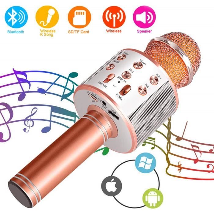 Microphone Karaoke Sans Fil,Karaoké Microphone Bluetooth Portable pour Enfants/Adultes Chanter,Compatible Android/IOS/PC/Smartphone