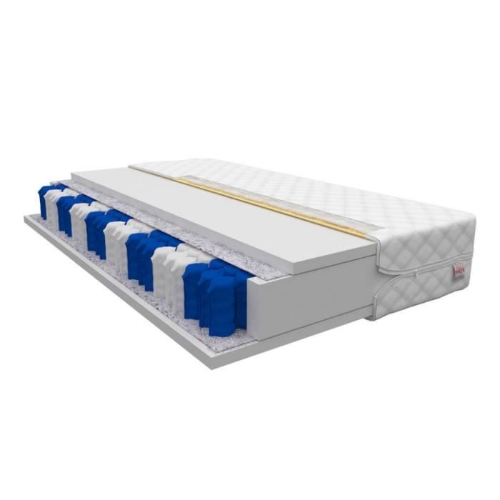 Matelas - MILA - 120 x 200 cm - à ressorts ensachés - 7 zones de confort - avec housse antiallergique - garantie d’un sommeil sain