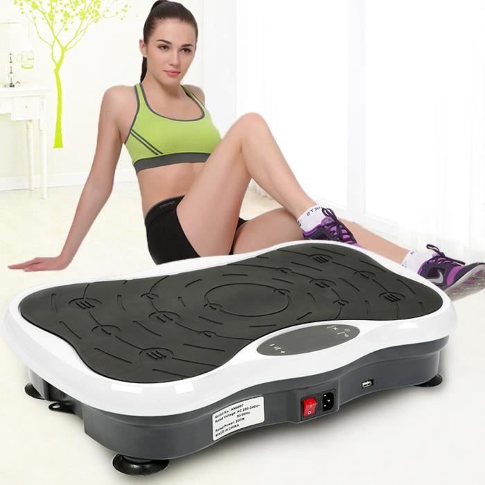 Oscillante Fitness Plateforme Vibrante avec Audio Bluetooth Écran LCD NOIR BLANC 53×32,5×12cm 200W