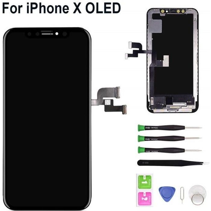 Ecran Tactile LCD pour iPhone X Vitre De Remplacement 3D Touche Ecran D’Affichage avec Kit D’Outils Complet De Réparation Noir (4