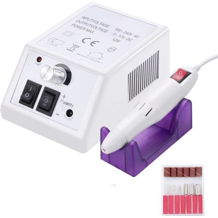 Wolka Kit Ponceuse à Ongles Electrique Manucure Pedicure Nail Art Blanc