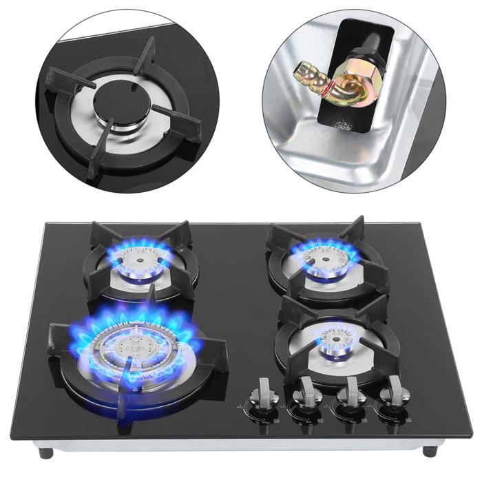 Fdit Cuisinière à gaz à 4 brûleurs Ménage 4 brûleurs cuisinière à gaz liquéfié cuisinière cuisine accessoire de cuisson