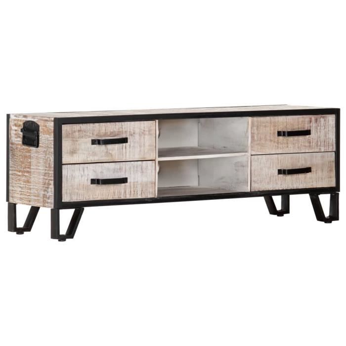 Dex- Meuble TV 120x30x40 cm Bois d'acacia massif gris
