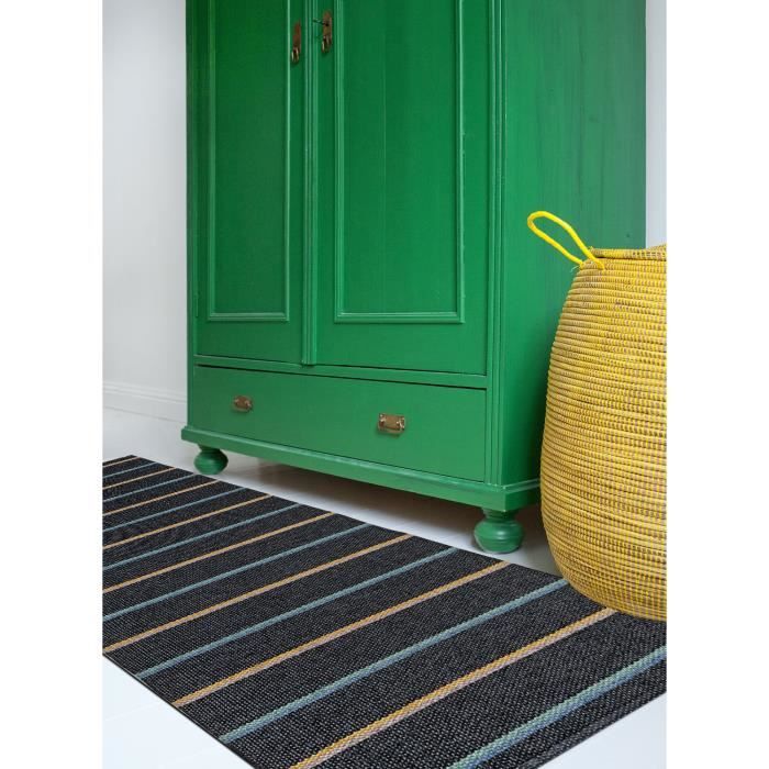 tapis de couloir kilim JOKK noir 70x200, par BRITA SWEDEN, Tapis moderne 70 x 200 cm Noir