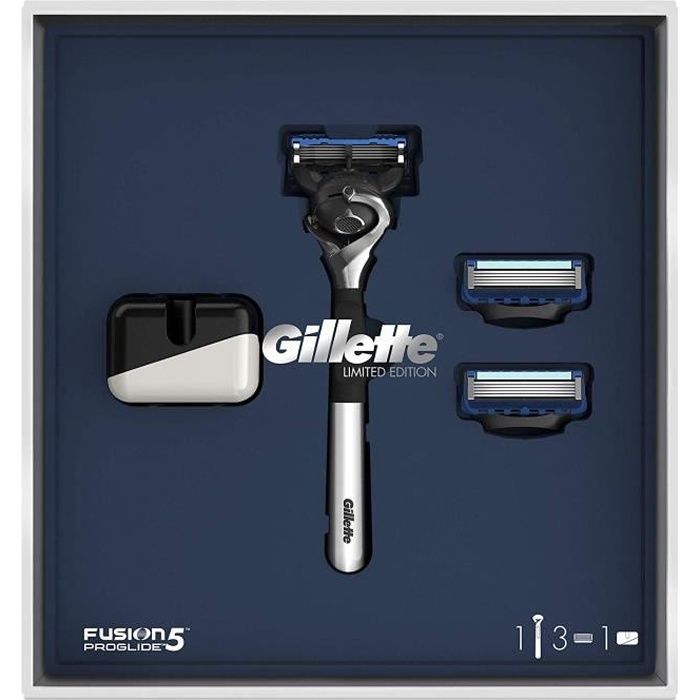 Gillette Fusion5 ProGlide Coffret Cadeau + 2 Recharges Lames + Support Rasoir