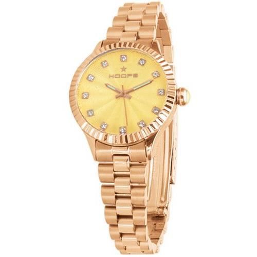 Hoops - Luxury Diamonds Gold 2569LD-RG12 Montre en Mètal Or Rose avec Cadran Jaune pour Femme