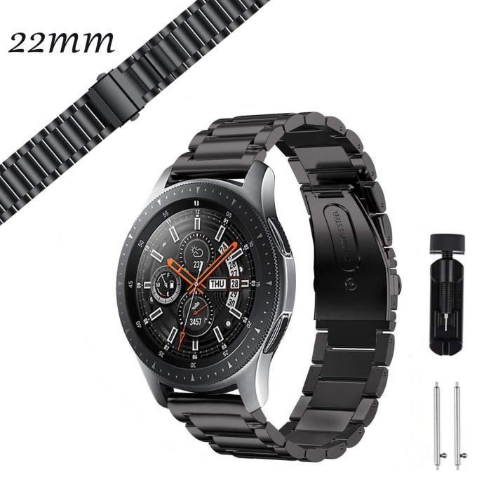 Bracelet Métal Compatible avec Huawei Watch GT2 46mm / GT2 Pro / GT, Bracelet de Montre en Acier Inoxydable, Noir
