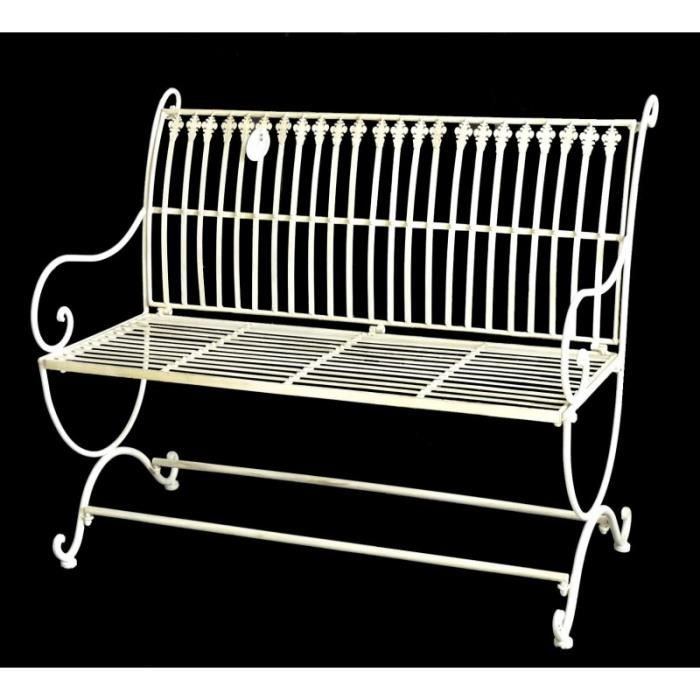 Banc de Jardin Banquette en Fer Blanc 2 Places Personnes Fauteuil de Jardin Mobilier de Qualité 55x84x103cm
