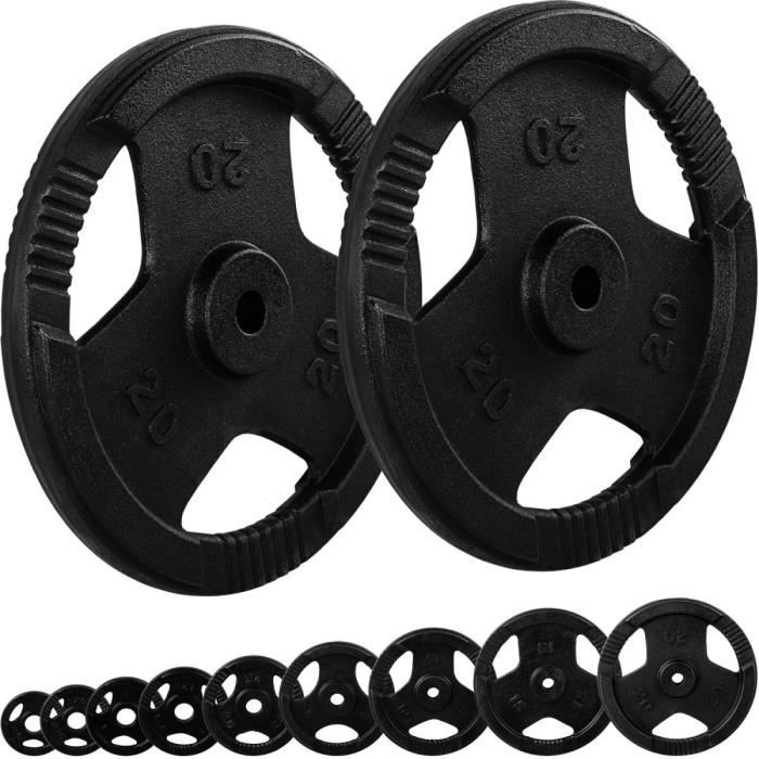 MOVIT® Poids en fonte grip - Lot 2x20 kg - diamètre d'alésage 31 mm – noir